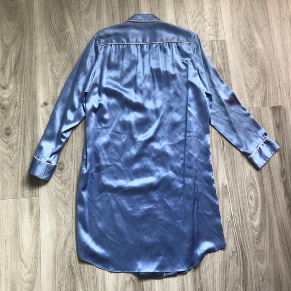 SILK STUDIO PJ DRESS 100% SILK NLUE BUTTON LONG SLEEVES P - Picture 6 of 7
